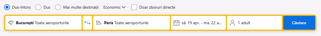 oferte zbor bucuresti paris