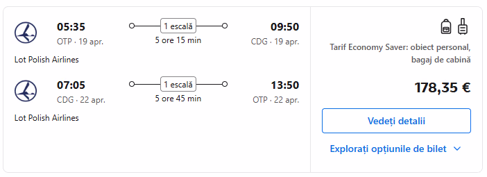 zbor bucuresti paris
